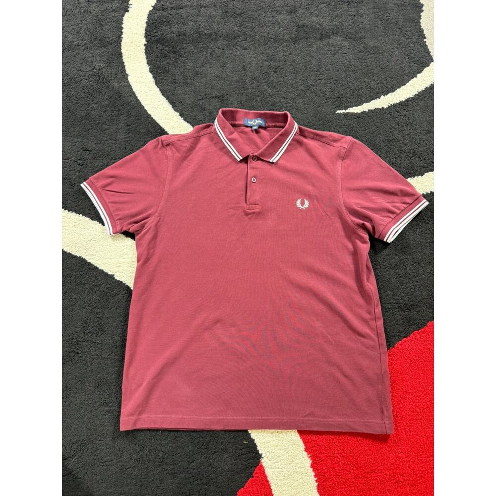 Fred Perry Polo Shirt Mens Large Red Short Sleeve Polo Golf Casual Cotton Logo